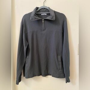 Zara Charcoal ¼ Quarter Zip Pullover Sweater S Funnel Mock Neck Cotton